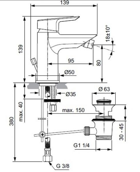 Смеситель Ideal Standard Tesi A6579AA для биде , изображение 3
