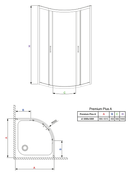 Душевой уголок Radaway Premium Plus A 100x100 стекло фабрик , изображение 10