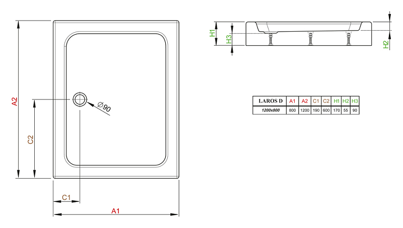 Поддон для душа Radaway Laros D120x80 , изображение 3