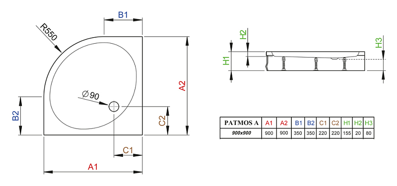 Поддон для душа Radaway Patmos A900 , изображение 3