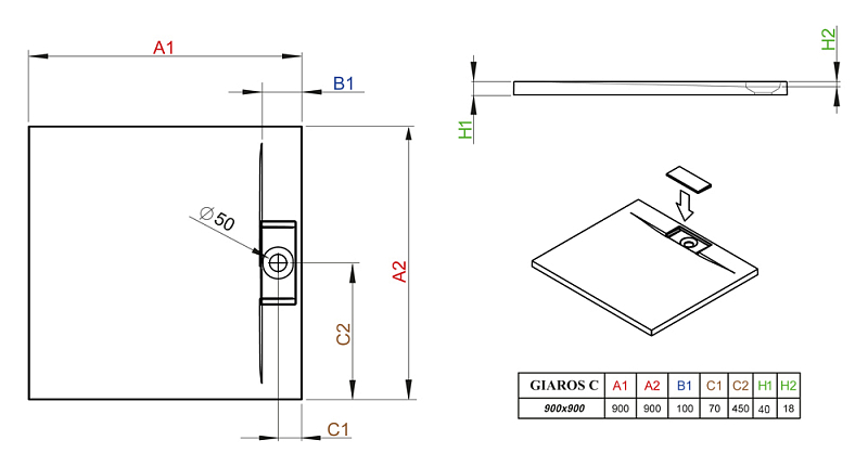 Поддон для душа Radaway Giaros C90 , изображение 3