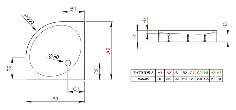 Поддон для душа Radaway Patmos A800 , изображение 3
