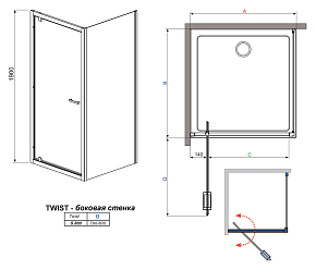 Фото Боковая стенка Radaway Twist S 80 прозрачное стекло
