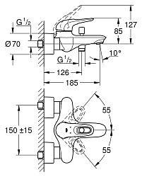 Фото Смеситель Grohe Eurostyle New 33591003 для ванны с душем