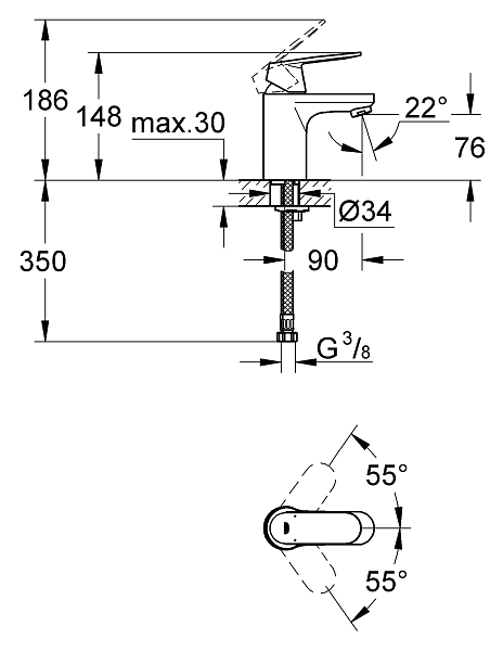 Смеситель Grohe Eurosmart Cosmopolitan 32824000 для раковины , изображение 27