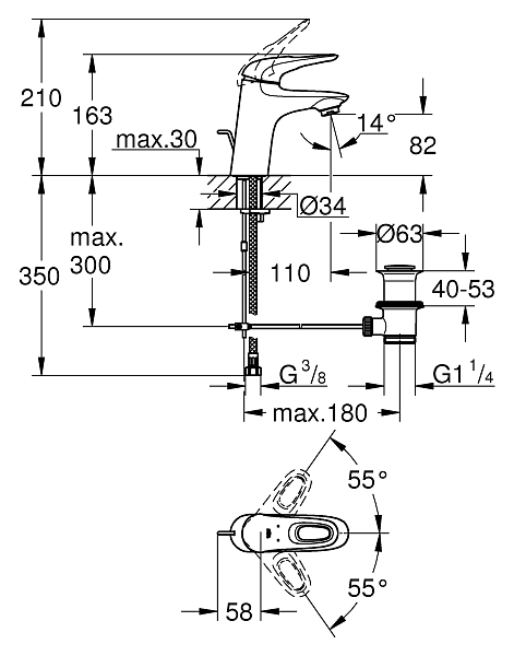 Смеситель Grohe Eurostyle New 33558003 для раковины , изображение 5