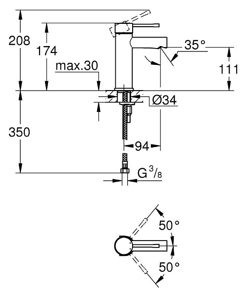 Смеситель Grohe Essence 34294001 для раковины , изображение 2