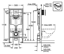 Система инсталляции для унитазов Grohe Rapid SL 38772001 3 в 1 с кнопкой смыва , изображение 36