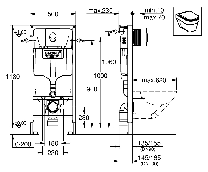 Система инсталляции для унитазов Grohe Rapid SL 38721001 3 в 1 с кнопкой смыва , изображение 25