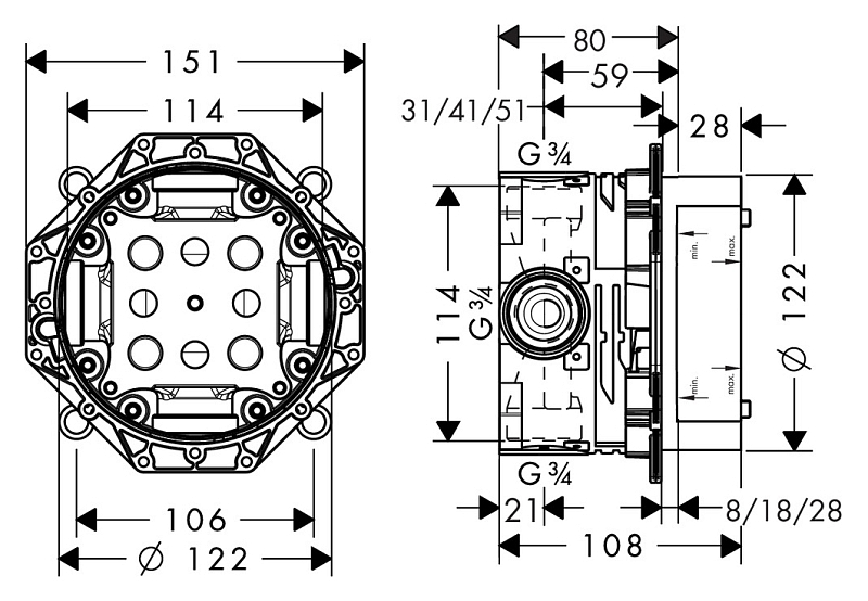 Скрытая часть Hansgrohe Ibox Universal 01800180 , изображение 2