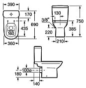 Унитаз-компакт Roca Giralda 342466000 без бачка и сиденья , изображение 5