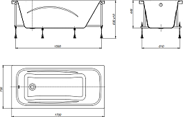 Акриловая ванна Roca Line 170x70 , изображение 7