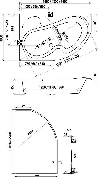 Акриловая ванна Ravak Rosa 140x105 L , изображение 11