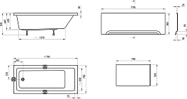 Акриловая ванна Ravak 10° 170x75 , изображение 3