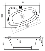 Акриловая ванна Ravak Asymmetric 160х105 L , изображение 4