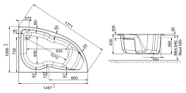 Акриловая ванна Jacob Delafon Micromega Duo 150x100 R , изображение 3