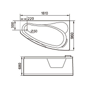 Изображение Акриловая ванна Gemy G9046 B R 160х95 Акриловая ванна Gemy G9046 B R 160х95 , изображение 4