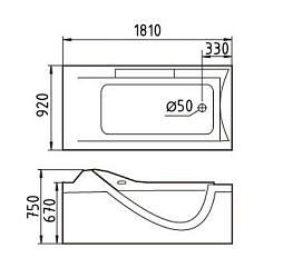 Фото Акриловая ванна Gemy G9055 K R 180х90