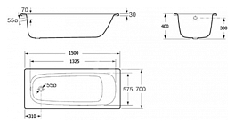 Стальная ванна Roca Contesa 150x70 , изображение 6