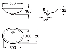 Раковина Roca Berna 327871001 56 см , изображение 5
