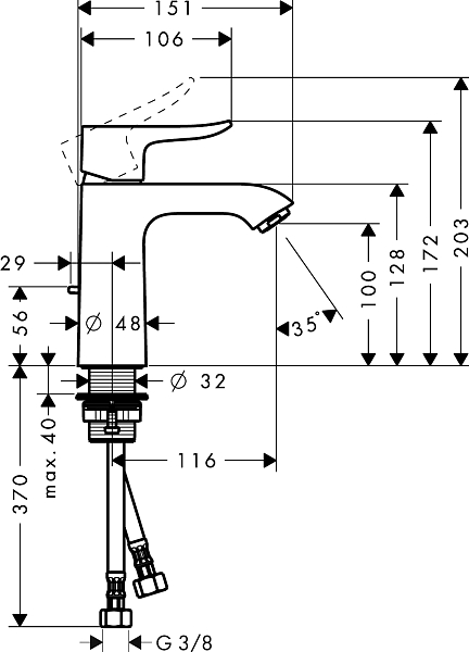 Смеситель Hansgrohe Metris 31080000 для раковины , изображение 8