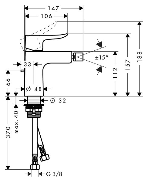 Смеситель Hansgrohe Metris 31280000 для биде , изображение 4