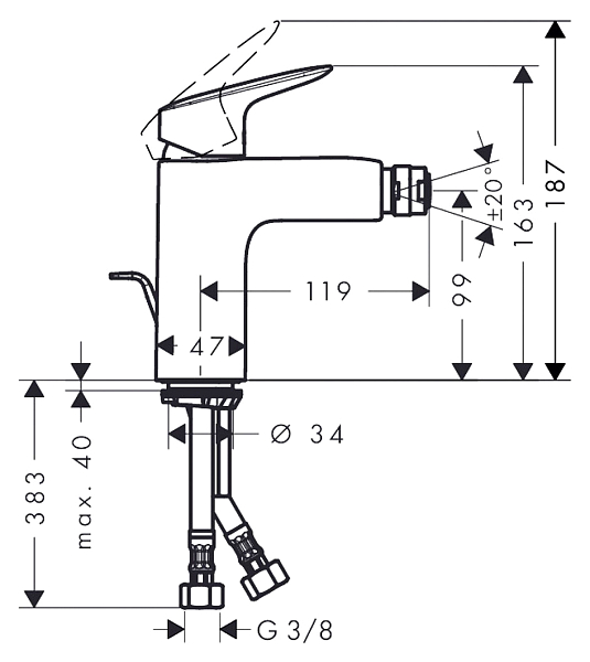 Смеситель Hansgrohe Logis 71200000 для биде , изображение 3