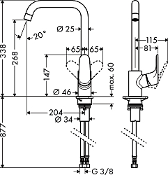 Фото Смеситель Hansgrohe Focus 31820000 для кухонной мойки