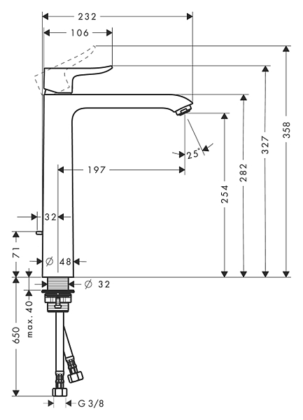 Смеситель Hansgrohe Metris 31184000 для раковины , изображение 6