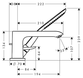 Фото Смеситель Hansgrohe Metris 31190000 на борт ванны