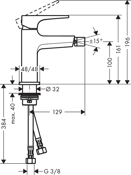 Смеситель Hansgrohe Metropol 32520000 для биде , изображение 2