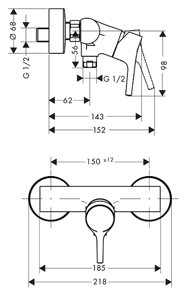 Смеситель Hansgrohe Talis S 72600000 для душа , изображение 2