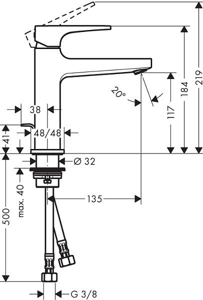 Смеситель Hansgrohe Metropol 74506000 для раковины , изображение 2