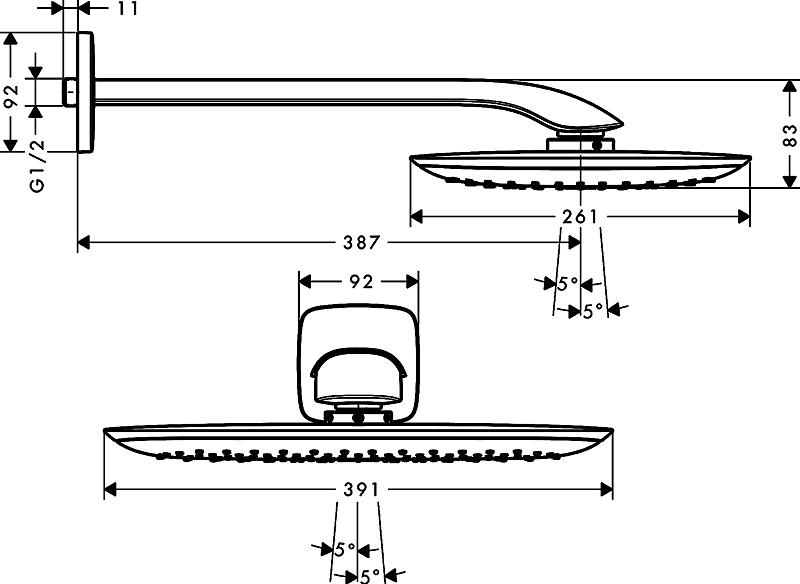 Верхний душ Hansgrohe PuraVida 27437000 , изображение 3