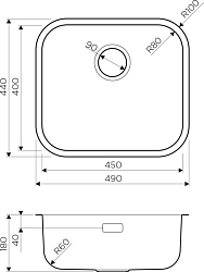 Фото Мойка кухонная Omoikiri Omi 49-U-IN нержавеющая сталь