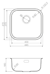 Фото Мойка кухонная Omoikiri Omi 44-U/IF GM вороненая сталь
