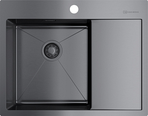 Фото Мойка кухонная Omoikiri Akisame 65-GM-L 4973097 вороненая сталь