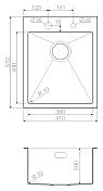 Мойка кухонная Omoikiri Akisame 41-IN нержавеющая сталь , изображение 2
