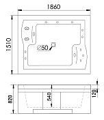 Изображение Акриловая ванна Gemy G9052 II B L 186х151 Акриловая ванна Gemy G9052 II B L 186х151 , изображение 3