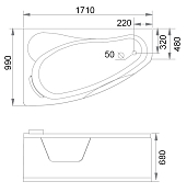Акриловая ванна Gemy G9046 II B L 170х100 , изображение 4