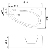 Акриловая ванна Gemy G9046 II O R 170х100 , изображение 3