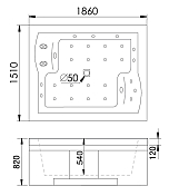 Акриловая ванна Gemy G9052 II O R 186х151 , изображение 3