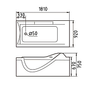 Акриловая ванна Gemy G9055 O L 180х90 , изображение 3
