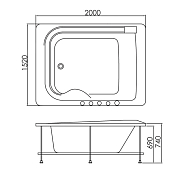 Изображение Акриловая ванна Gemy G9265 K 200х152 Акриловая ванна Gemy G9265 K 200х152 , изображение 3