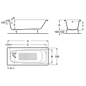 Изображение Чугунная ванна Roca Continental 100x70 Чугунная ванна Roca Continental 100x70 , изображение 4
