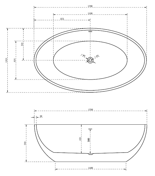 Акриловая ванна Abber AB9249 175х100 , изображение 5