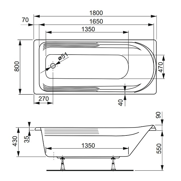 Акриловая ванна Vagnerplast Hera 180х80 , изображение 8
