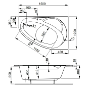 Акриловая ванна Vagnerplast Flora 150х100 R , изображение 7