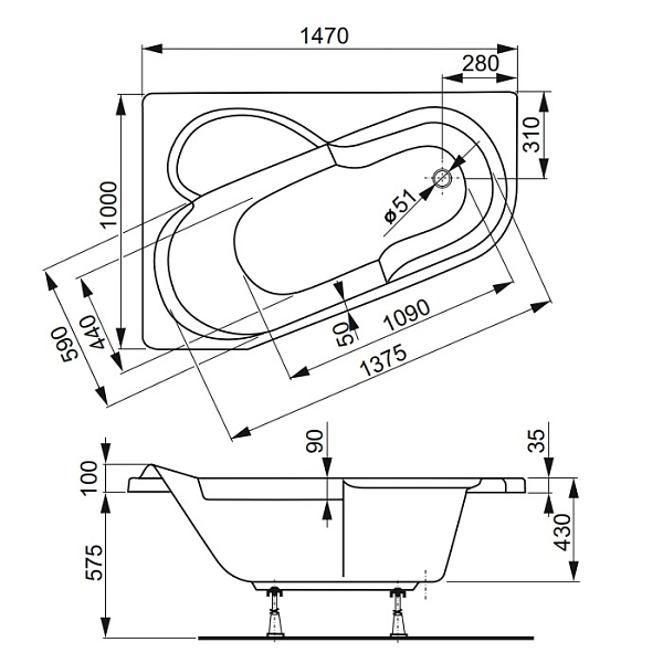 Акриловая ванна Vagnerplast Selena 147х100 L , изображение 8