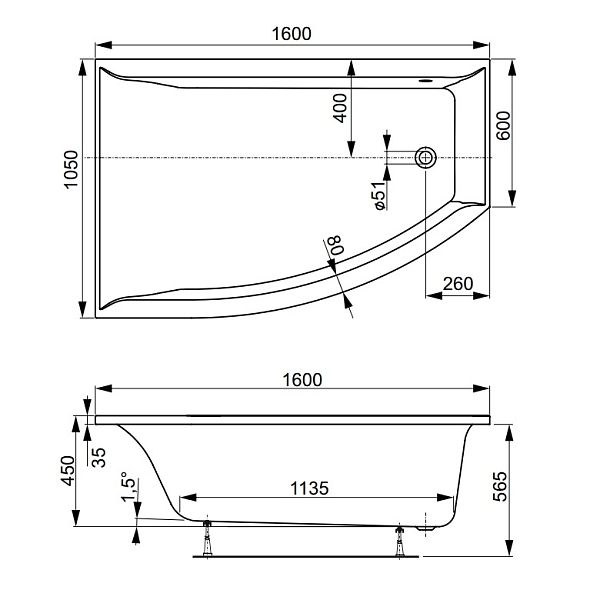 Акриловая ванна Vagnerplast Veronela Offset 160х105 L , изображение 8